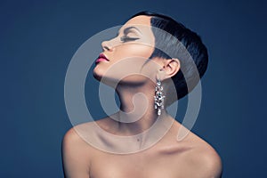 Sensual lady with diamond earring