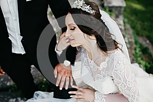 Sensual portrait of a wedding couple