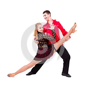 Sensual salsa dancing couple