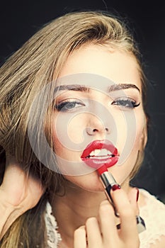 Sensual woman with lipstick