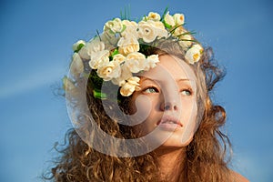 Sensuality girl in a flower crown
