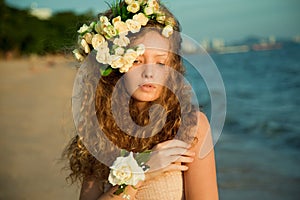 Sensuality girl in a flower crown