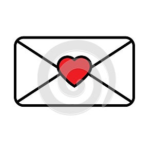 Sent letter mail icon.  envelope with a heart icon. Love message sign