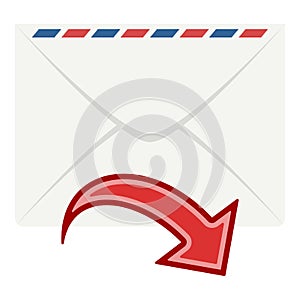 Sent Mail Email Flat Icon Isolated on White