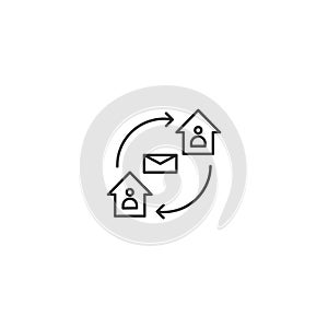 Sent message mail sms line icon. Home addressee remote work photo