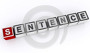 sentence word block on white