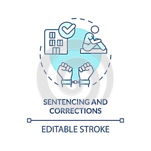 Sentencing and corrections blue concept icon photo