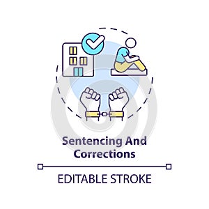Sentencing and corrections concept icon photo