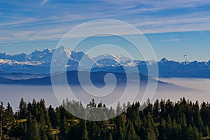 On the Sentes de la Dole from La Rippe, Jura mountains, Switzerland, in autumn