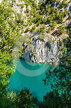 Sentier du garde canal, Quinson, Verdon lower gorge, lake Sainte Croix, Provence