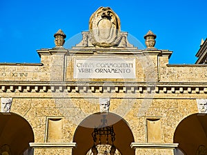 The Sentierone Portico at the Centro Piacentiniano. Bergamo, Lombardy, Italy photo