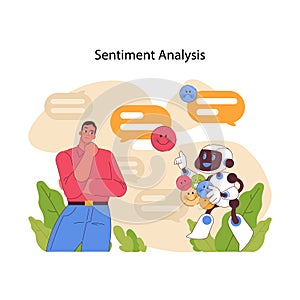 Sentiment analysis concept. Flat vector illustration