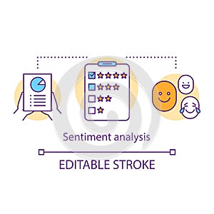 Sentiment analysis concept icon. Client satisfaction survey idea thin line illustration. Customer reviews, feedback