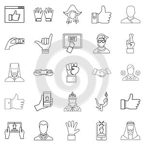 Sentiment icons set, outline style