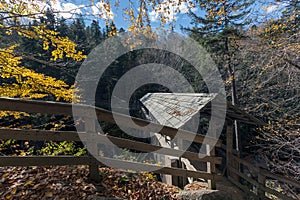 Sentinel pine bridge in franconia notch state park, new hampshire, usa