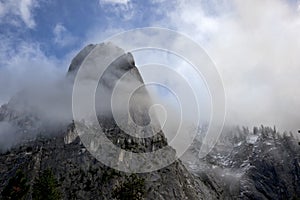 Sentinel Rock in Clouds