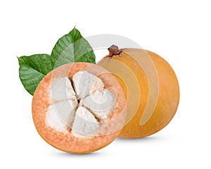 Sentol fruit with leaves isolated on white background