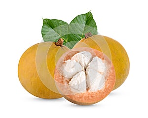 Sentol fruit with leaves isolated on white background