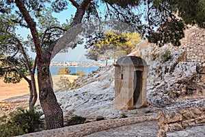 Sentry box in santa barbara castle, Alicante, Spain