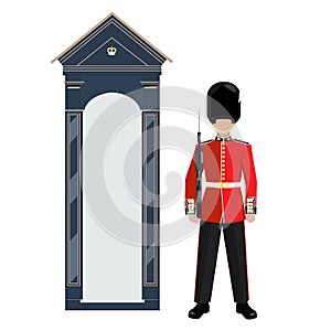 Sentry of The Grenadier Guards outside Buckingham Palace - vector illustration photo