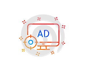 Seo adblock line icon. Search engine optimization sign. Vector