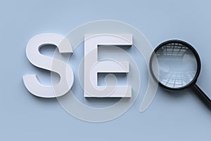 SEO alphabet. Search engine optimization.Concept of marketing, ranking, traffic of website internet business technology