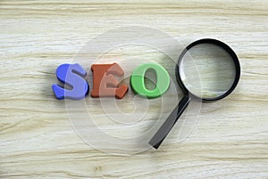 SEO alphabet. Search engine optimization.Concept of marketing, ranking, traffic of website internet business technology