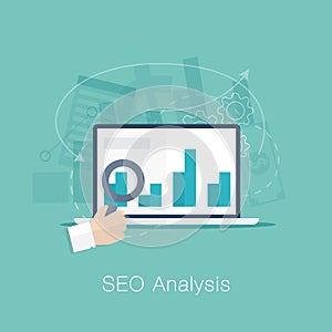 SEO analysis process vector concept with cool flat