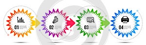 Seo analytics, Diagram graph and 3d chart icons set. Printer sign. Vector