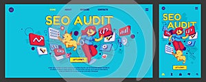 Seo audit banner. Research of keyword optimization