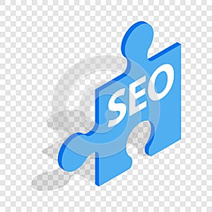 SEO blue puzzle isometric icon