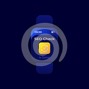 Seo check smartwatch interface vector template