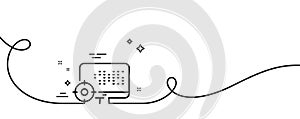 Seo computer line icon. Search engine optimization sign. Continuous line with curl. Vector