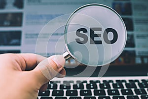 SEO Concept With Computer Background
