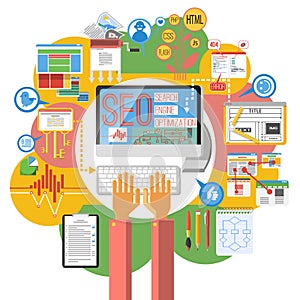 Seo concept computer poster