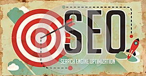 SEO Concept. Poster in Flat Design.