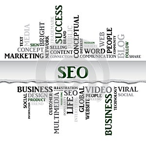 SEO concept related words, vector