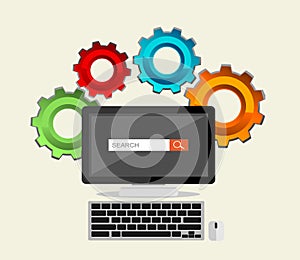 SEO concept, search engine, search process.