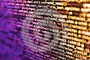 SEO concepts for better SERP. Developer working on source codes on computer at office. Programming code abstract technology