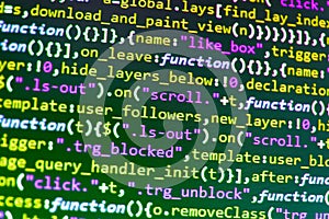 SEO concepts for better SERP. Javascript code in bracket software.