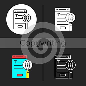 SEO copywriting dark theme icon