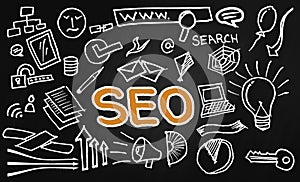 SEO Drawing on blackboard