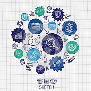 SEO hand drawing integrated sketch icons