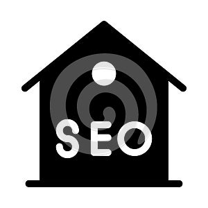 SEO house vector glyph flat icon