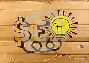 Seo Idea SEO Search Engine Optimization on Cardboard Texture ill