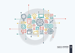 SEO integrated thin line symbols.