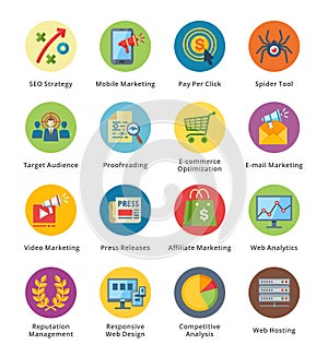 SEO & Internet Marketing Flat Icons Set 3 - Bubble