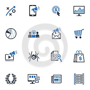 SEO & Internet Marketing Icons Set 3 - Blue Series