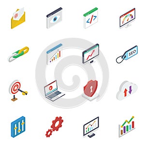 Seo Isometric Vectors Pack on White Background