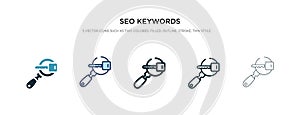 Seo keywords icon in different style vector illustration. two colored and black seo keywords vector icons designed in filled,